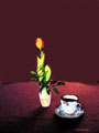 blomma och kaffekopp